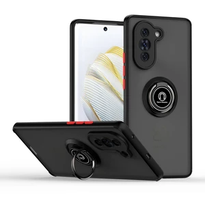 Huawei Nova 10 Için Yüzük Stand Mat Sert Silikon Telefon Kılıfı - Siyah/kırmızı (Yurt Dışından)