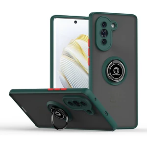 Huawei Nova 10 Için Yüzük Stand Mat Sert Silikon Telefon Kılıfı - Koyu Yeşil (Yurt Dışından)