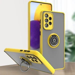 Samsung Galaxy A73 5g Için Yüzük Stand Mat Sert Silikon Telefon Kılıfı - Sarı (Yurt Dışından)