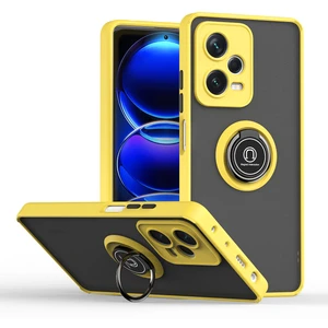 Xiaomi Redmi Note 12 Pro+ Için Yüzük Stand Mat Sert Silikon Telefon Kılıfı - Sarı (Yurt Dışından)