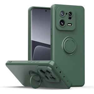 Xiaomi 13 Pro Için Ince Silikon Yüzük Stand Telefon Kılıfı - Midnight Green (Yurt Dışından)