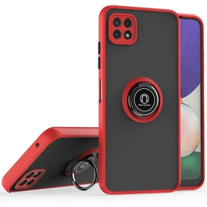 Samsung Galaxy A22 5g Için Yüzük Stand Mat Sert Silikon Telefon Kılıfı - Kırmızı (Yurt Dışından)