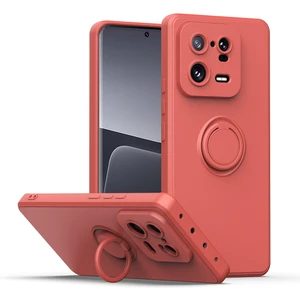 Xiaomi 13 Pro Için Ince Silikon Yüzük Stand Telefon Kılıfı - Koyu Kırmızı (Yurt Dışından)