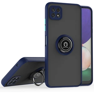 Samsung Galaxy A22 5g Için Yüzük Stand Mat Sert Silikon Telefon Kılıfı - Mavi (Yurt Dışından)
