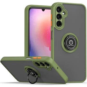 Samsung Galaxy A24 4g Için Yüzük Stand Mat Sert Silikon Telefon Kılıfı - Yeşil (Yurt Dışından)