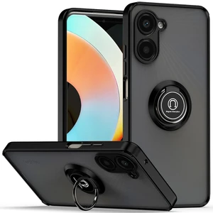 Realme 10 Pro 5g Için Yüzük Stand Mat Sert Silikon Telefon Kılıfı - Siyah (Yurt Dışından)