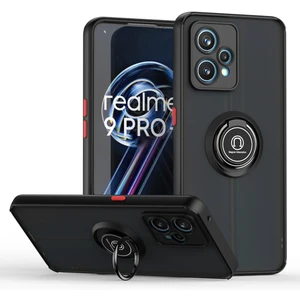 Oppo Realme 9 Pro Için Yüzük Stand Mat Sert Silikon Telefon Kılıfı - Siyah/kırmızı (Yurt Dışından)
