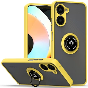 Realme 10 Pro 5g Için Yüzük Stand Mat Sert Silikon Telefon Kılıfı - Sarı (Yurt Dışından)