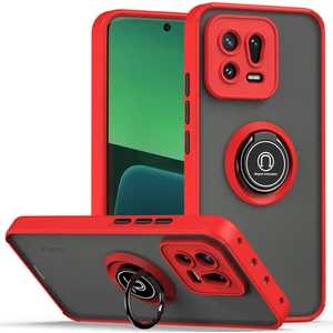 Xiaomi 13 Için Yüzük Stand Mat Sert Silikon Telefon Kılıfı - Kırmızı (Yurt Dışından)