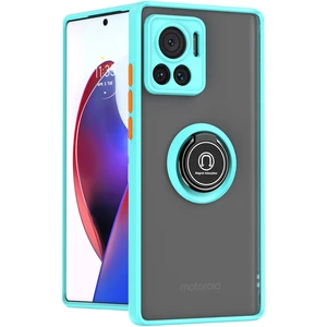 Motorola Edge 30 Ultra Için Yüzük Stand Mat Sert Silikon Telefon Kılıfı - Açık Mavi (Yurt Dışından)