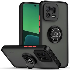 Xiaomi 13 Için Yüzük Stand Mat Sert Silikon Telefon Kılıfı - Siyah/kırmızı (Yurt Dışından)