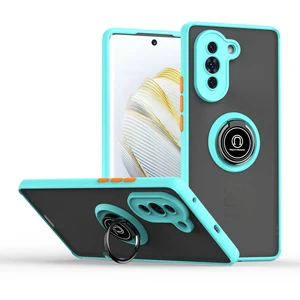 Huawei Nova 10 Için Yüzük Stand Mat Sert Silikon Telefon Kılıfı - Açık Mavi (Yurt Dışından)