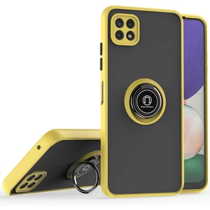 Samsung Galaxy A22 5g Için Yüzük Stand Mat Sert Silikon Telefon Kılıfı - Sarı (Yurt Dışından)
