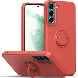 Samsung Galaxy S21 Fe 5g Için Ince Silikon Yüzük Stand Telefon Kılıfı - Koyu Kırmızı (Yurt Dışından)