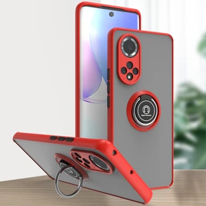 Huawei Nova 9 Için Yüzük Stand Mat Sert Silikon Telefon Kılıfı - Kırmızı (Yurt Dışından)