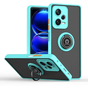 Xiaomi Redmi Note 12 Pro+ Için Yüzük Stand Mat Sert Silikon Telefon Kılıfı - Açık Mavi (Yurt Dışından)