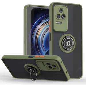 Xiaomi Redmi K50 / K50 Pro Için Yüzük Stand Mat Sert Silikon Telefon Kılıfı - Yeşil (Yurt Dışından)