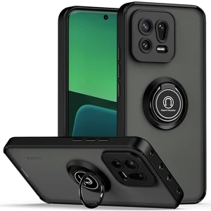 Xiaomi 13 Pro Için Yüzük Stand Mat Sert Silikon Telefon Kılıfı - Siyah (Yurt Dışından)
