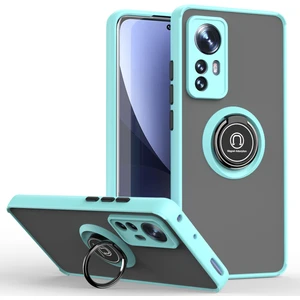 Xiaomi 12 / Xiaomi 12X Için Yüzük Stand Mat Sert Silikon Telefon Kılıfı - Açık Mavi (Yurt Dışından)