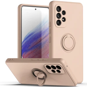 Samsung Galaxy A73 5g Için Ince Silikon Yüzük Stand Telefon Kılıfı - Pembe (Yurt Dışından)