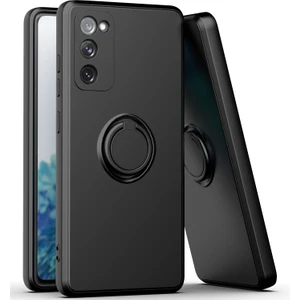 Samsung Galaxy S20 FE/S20 Fe 5G/S20 Fe 2022 Için Ince Silikon Yüzük Stand Telefon Kılıfı - Siyah (Yurt Dışından)