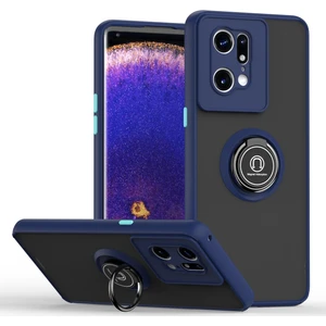 Oppo Find X5 Pro Için Yüzük Stand Mat Sert Silikon Telefon Kılıfı - Mavi (Yurt Dışından)