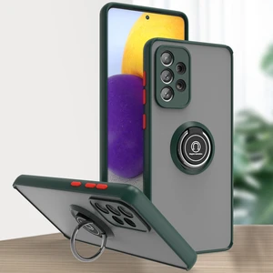 Samsung Galaxy A73 5g Için Yüzük Stand Mat Sert Silikon Telefon Kılıfı - Koyu Yeşil (Yurt Dışından)