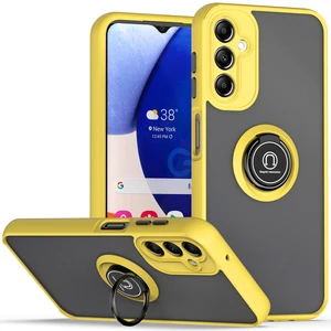 Samsung Galaxy A14 5g Için Yüzük Stand Mat Sert Silikon Telefon Kılıfı - Sarı (Yurt Dışından)