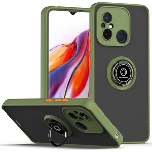 Xiaomi Redmi 12C Için Yüzük Stand Mat Sert Silikon Telefon Kılıfı - Yeşil (Yurt Dışından)