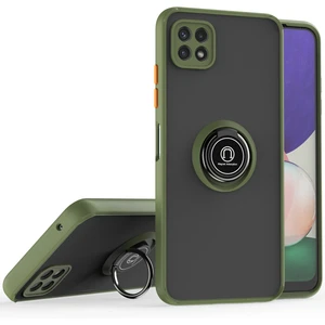 Samsung Galaxy A22 5g Için Yüzük Stand Mat Sert Silikon Telefon Kılıfı - Yeşil (Yurt Dışından)