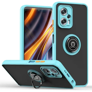 Xiaomi Poco X4 Gt/redmi K50 Gaming Için Yüzük Stand Mat Sert Silikon Telefon Kılıfı - Açık Mavi (Yurt Dışından)
