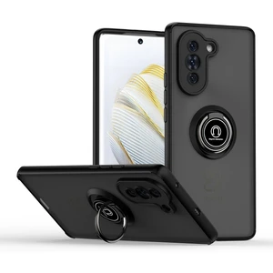 Huawei Nova 10 Için Yüzük Stand Mat Sert Silikon Telefon Kılıfı - Siyah (Yurt Dışından)