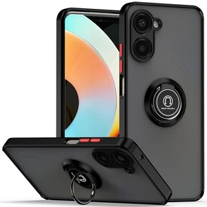 Realme 10 Pro 5g Için Yüzük Stand Mat Sert Silikon Telefon Kılıfı - Siyah/kırmızı (Yurt Dışından)