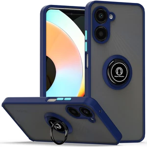 Realme 10 Pro 5g Için Yüzük Stand Mat Sert Silikon Telefon Kılıfı - Mavi (Yurt Dışından)