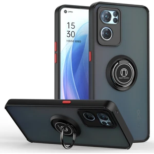 Oppo Reno7 5g Için Yüzük Stand Mat Sert Silikon Telefon Kılıfı - Siyah/kırmızı (Yurt Dışından)