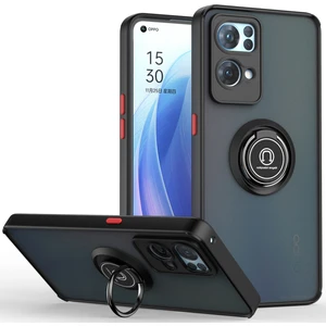 Oppo Reno7 Pro 5g Için Yüzük Stand Mat Sert Silikon Telefon Kılıfı - Siyah/kırmızı (Yurt Dışından)