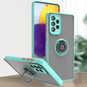 Samsung Galaxy A73 5g Için Yüzük Stand Mat Sert Silikon Telefon Kılıfı - Açık Mavi (Yurt Dışından)