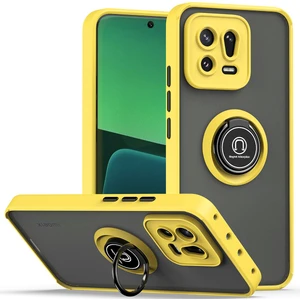 Xiaomi 13 Pro Için Yüzük Stand Mat Sert Silikon Telefon Kılıfı - Sarı (Yurt Dışından)
