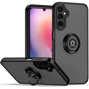 Samsung Galaxy A24 4g Için Yüzük Stand Mat Sert Silikon Telefon Kılıfı - Siyah (Yurt Dışından)