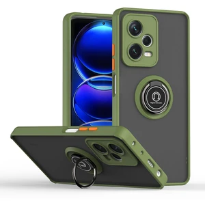 Xiaomi Redmi Note 12 Pro+ Için Yüzük Stand Mat Sert Silikon Telefon Kılıfı - Yeşil (Yurt Dışından)