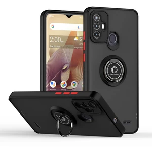 Zte Blade A52 Için Yüzük Stand Mat Sert Silikon Telefon Kılıfı - Siyah/kırmızı (Yurt Dışından)