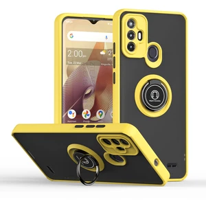 Zte Blade A52 Için Yüzük Stand Mat Sert Silikon Telefon Kılıfı - Sarı (Yurt Dışından)