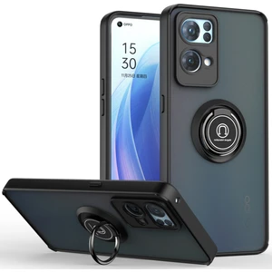 Oppo Reno7 Pro 5g Için Yüzük Stand Mat Sert Silikon Telefon Kılıfı - Siyah (Yurt Dışından)