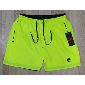 Relax Time Erkek Neon Sarı-Siyah Garnili Nakışlı Şort