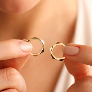 Sembol Gold Altın Halka Küpe 1.5 cm Piramid Form