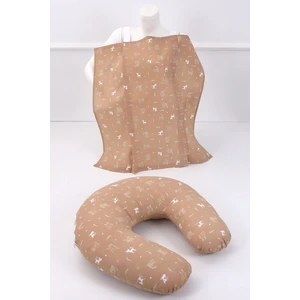 Antialerjik Boncuk Elyaf Dolgulu Pamuk Emzirme Yastığı ve Önlük Seti 60x60 cm – Konforlu ve Hijyenik Anne Bebek Kullanımı