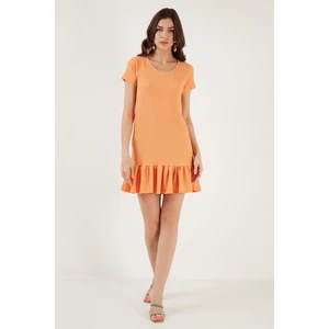 Regular Fit Fırfırlı V Yaka Bürümcük Mini Elbise Bayan Elbise 5865071