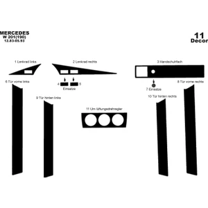 meriç cockpit design Meriç® Mercedes 190 Ön Torpido Kaplama Maun 11 Parça 1983-1993