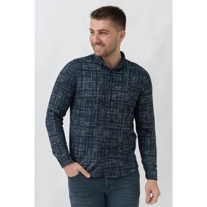 White Stone Lyon G3005 Likralı Slim Fit  Örme Gömlek Indigo