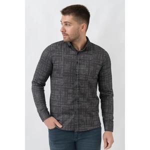 White Stone Lyon G3005 Likralı Slim Fit Örme Gömlek Gri